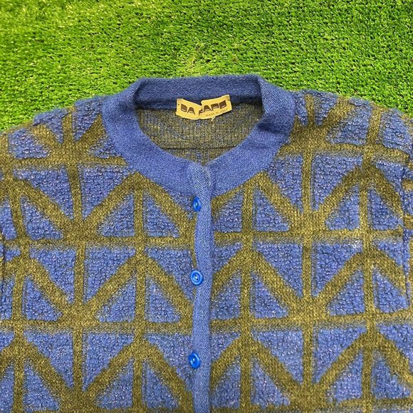 Abstract Vintage 80s Wool Cardigan Sweater - Picture 2 of 4